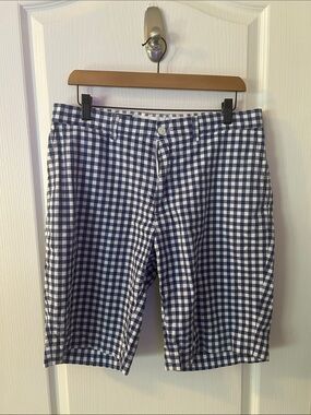 Polo by Ralph Lauren Navy and White Gingham Flat-Front Shorts